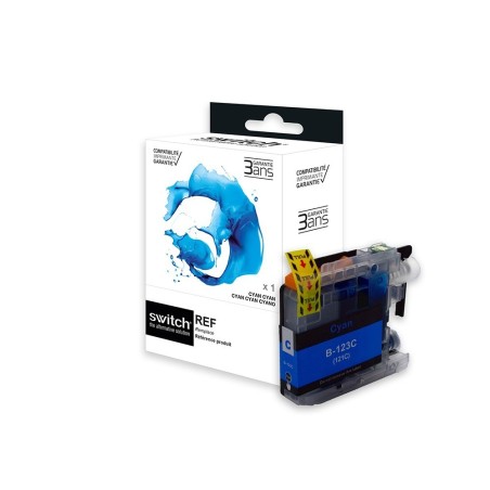 SWITCH Brother B123C Cartouche compatible avec LC121/123C - Cyan